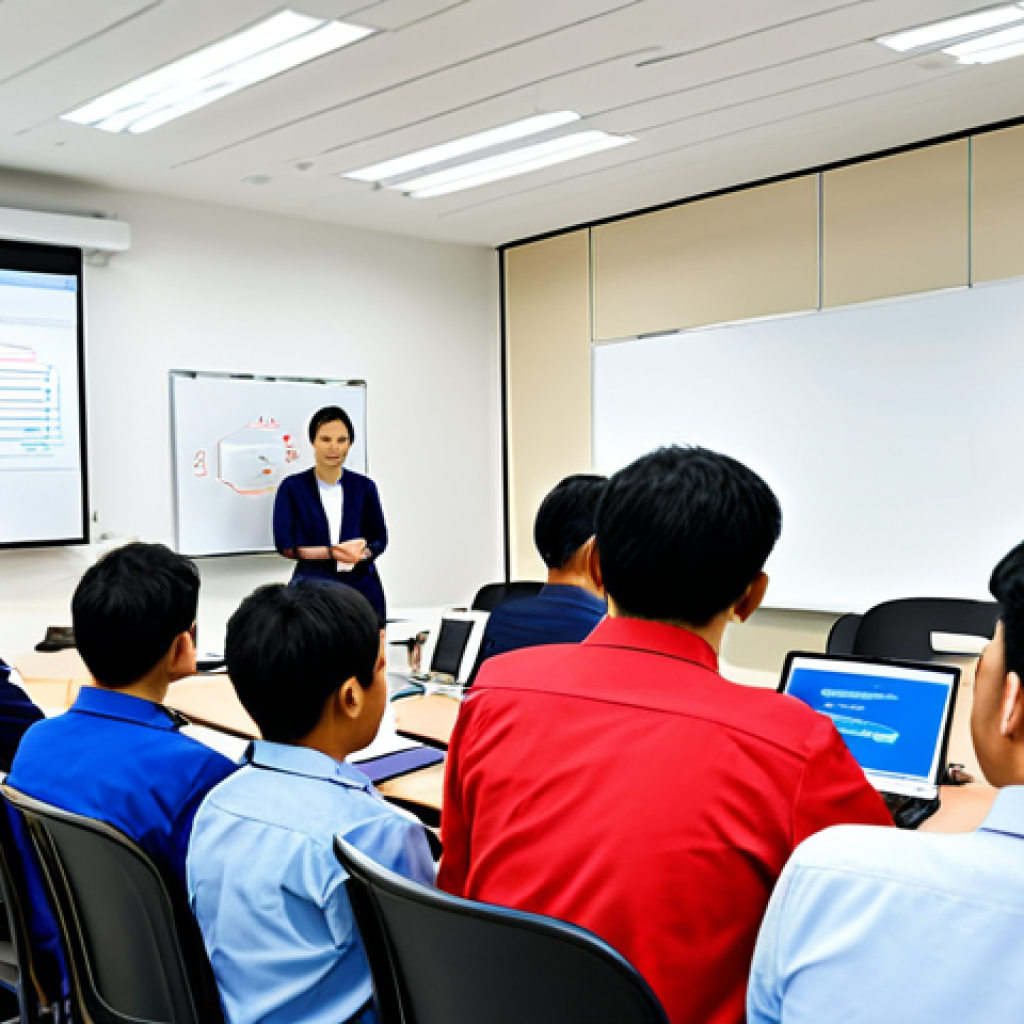Cybersecurity Training Session**

"A brightly lit classroom setting in Vietnam. A friendly, professional IT expert is presenting a cybersecurity training session to a group of diverse office workers, all focused and engaged. The whiteboard behind them features a diagram explaining phishing email recognition techniques. Everyone is fully clothed in appropriate, modest office attire. Safe for work. Perfect anatomy. Correct proportions. High quality. Professional. Family-friendly. Focus on education and positive engagement."

**