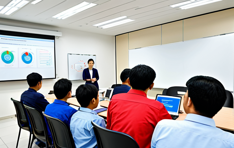 Cybersecurity Training Session**

"A brightly lit classroom setting in Vietnam. A friendly, professional IT expert is presenting a cybersecurity training session to a group of diverse office workers, all focused and engaged. The whiteboard behind them features a diagram explaining phishing email recognition techniques. Everyone is fully clothed in appropriate, modest office attire. Safe for work. Perfect anatomy. Correct proportions. High quality. Professional. Family-friendly. Focus on education and positive engagement."

**