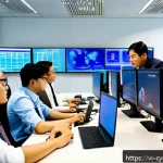 Home 19 사이버 공격 대응을 위한 사건 대응 팀 구성 - A professional cybersecurity incident response team in a modern Vietnamese office environment, focus...