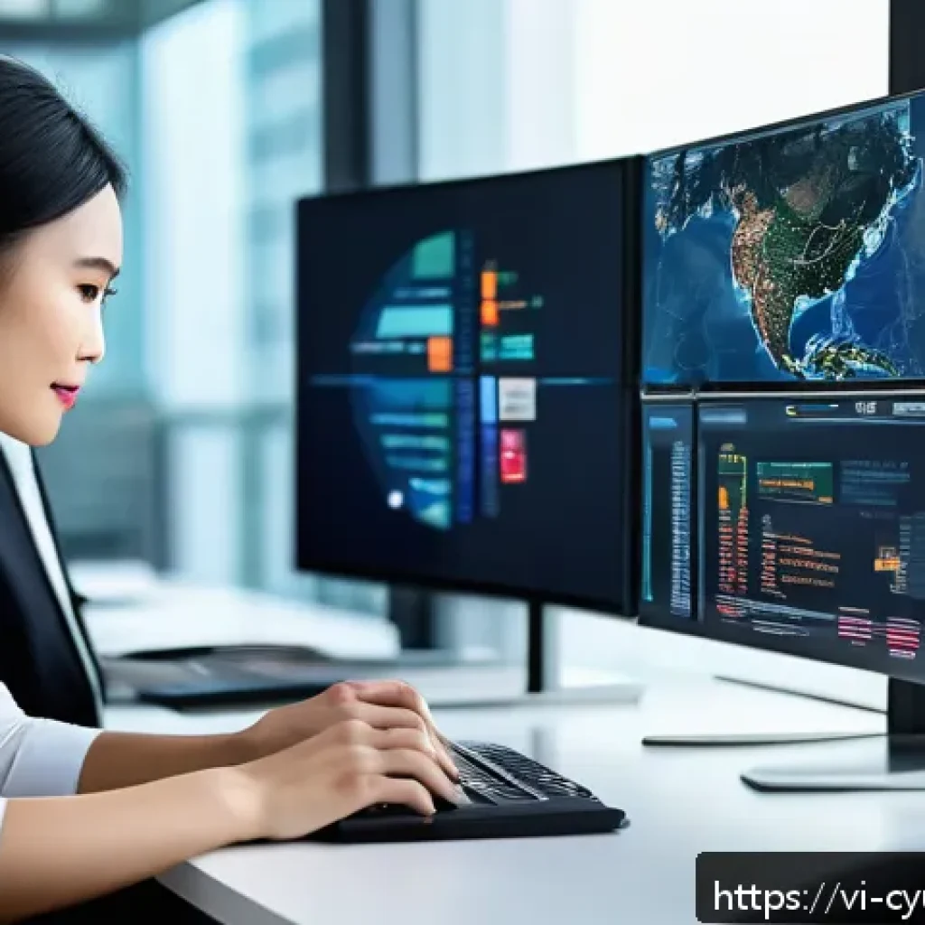 사이버 공격 대응 시 전문가 네트워크 활용 - A professional cybersecurity expert team collaborating in a modern Vietnamese office environment, di...