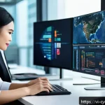 Home 18 사이버 공격 대응 시 전문가 네트워크 활용 - A professional cybersecurity expert team collaborating in a modern Vietnamese office environment, di...