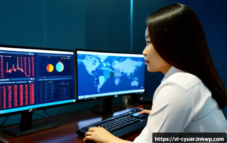 Home 17 사이버 공격 대응 툴 비교 분석 - Photorealistic cybersecurity operations center in Vietnam, a focused Vietnamese female security anal...